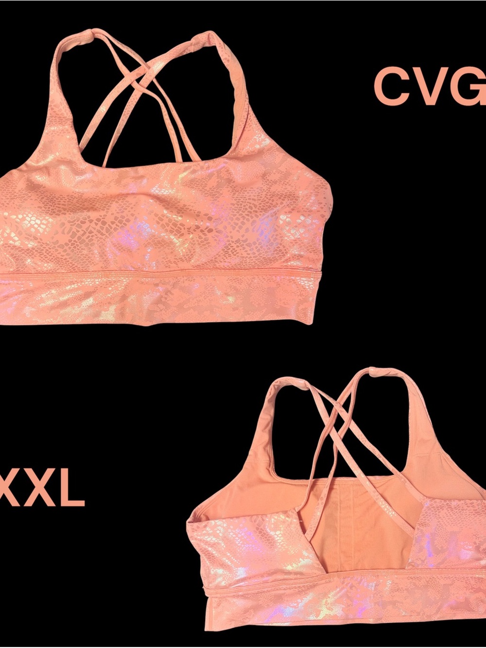 Constantly Varied Gear Iridescent Coral Crisscross Sports Bra xxl